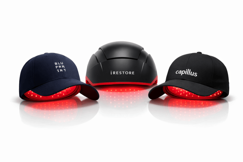 Selection of red light therapy caps